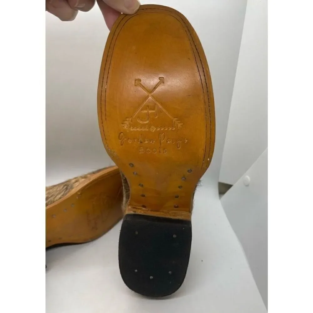 New Jordan Page Women's Western Ankle Boots Size 9.5 Hair-on-Hide Square Toe